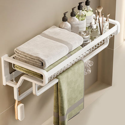 Skorter | Contemporary bathroom accessory set made of matte stainless steel-aluminum with bathrobe hook/bath shelf