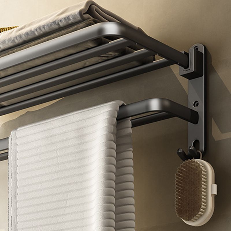Skorter | Contemporary Bathroom Accessory Set Gray Aluminum Bathroom Shelf/Towel Holder/Bathtub Hook