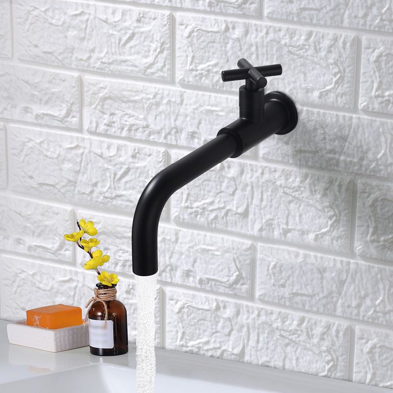 Skorter | Contemporary Wall-Mounted Bathroom Faucet Cross Handles Stainless Steel Faucet
