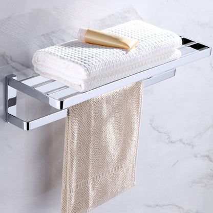Skorter | Chrome brass modern bathroom accessory set with towel bar/ ring/ paper holder & bathrobe hook