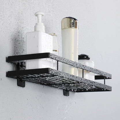 Skorter | 2-piece bathroom shelf made of matte black metal bathroom hardware set