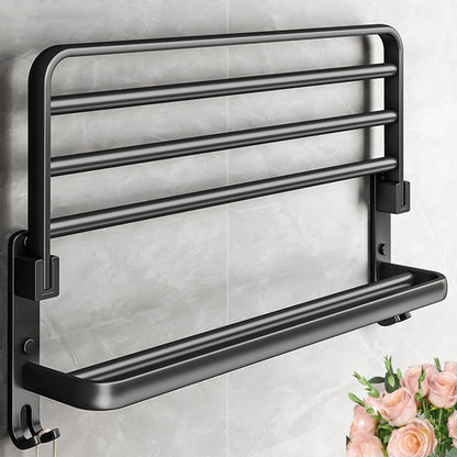 Skorter | Black Aluminum Bathroom Accessory Set Modern Bathroom Shelf / Towel Bar & Paper Holder