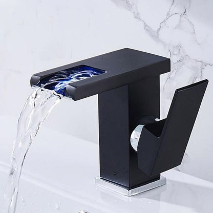 Skorter | Modern Faucet for Sink Brass Lever Handles LED Waterfall Sink Faucet