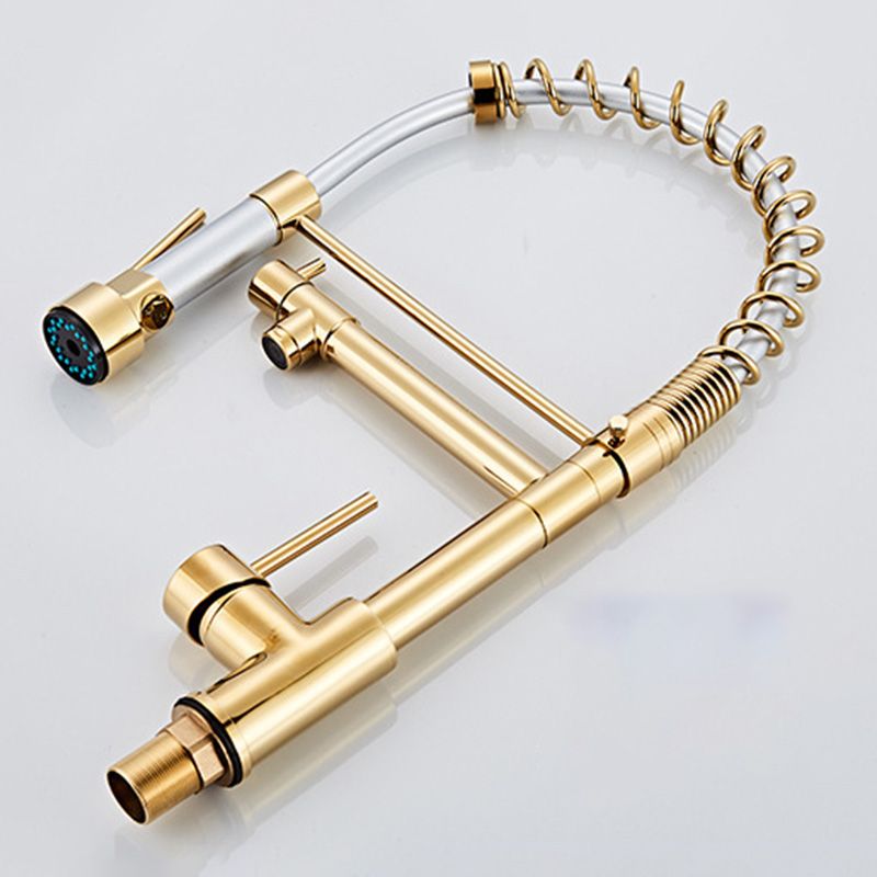 Skorter | Glam Basin faucet Brass lever fittings Spring neck three-way outlet Bathroom sink faucet