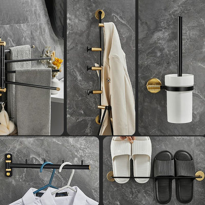 Skorter | 5-piece modern bathroom accessory set made of black brass bathroom hardware