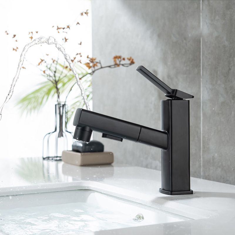 Skorter | Contemporary Vessel Sink Faucet Copper Single Handle Low Arc Pull Down Vessel Faucet