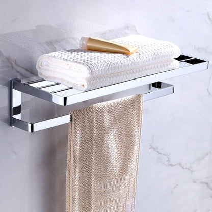 Skorter | Chrome brass modern bathroom accessory set with towel bar/ ring/ paper holder & bathrobe hook