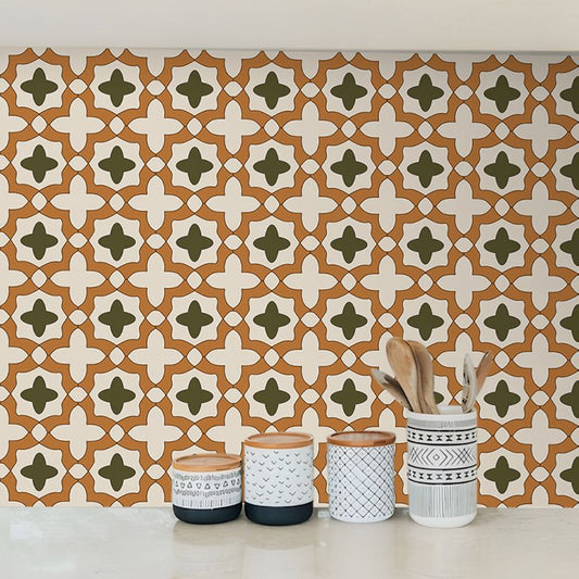 Skorter | Beige Tone Peel & Stick Tile Square Pattern Print Single Tile