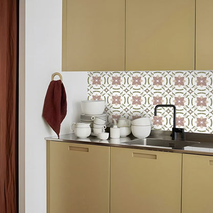 Skorter | Beige Tone Peel & Stick Tile Square Pattern Print Single Tile