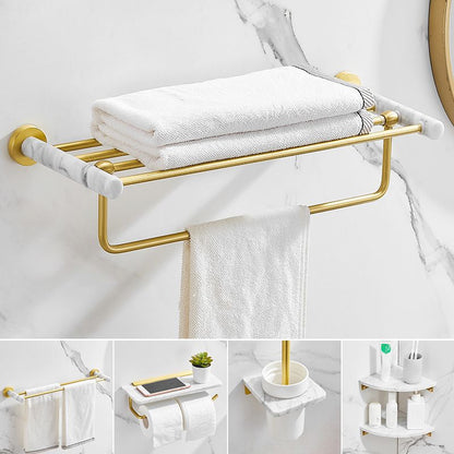Skorter | 7-piece bathroom accessory set marble and metal bathroom hardware