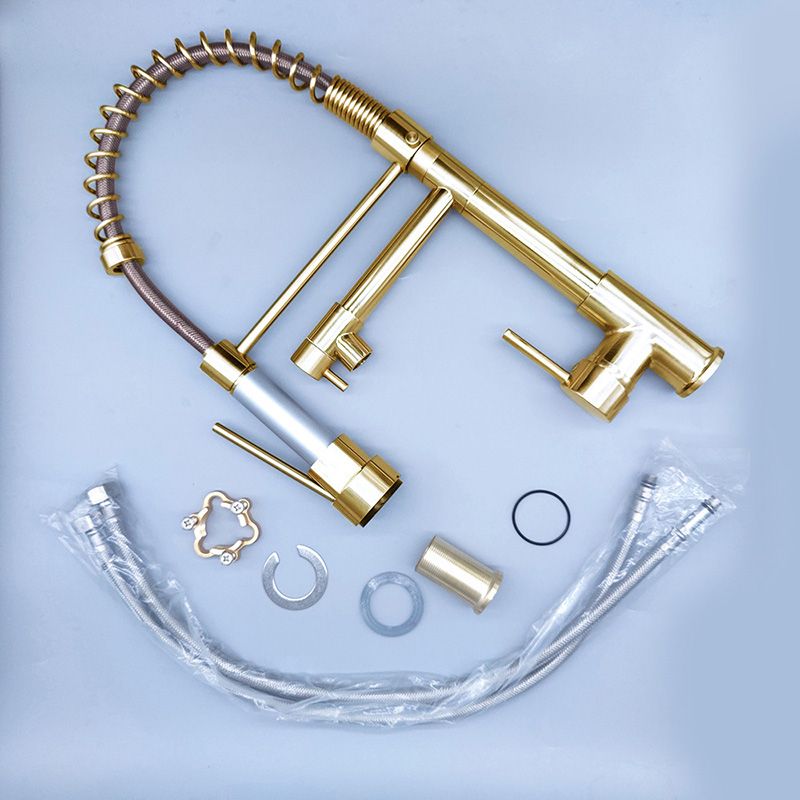 Skorter | Glam Basin faucet Brass lever fittings Spring neck three-way outlet Bathroom sink faucet