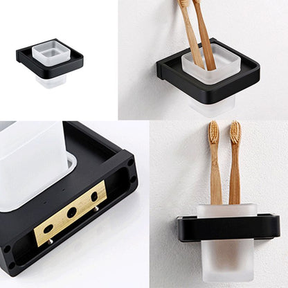 Skorter | Black Bathroom Accessories Hardware Set with Towel Bar and Bathroom Shelf