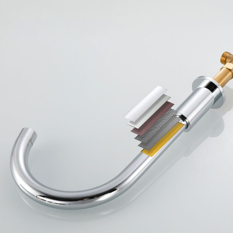 Skorter | Goose Neck Bathroom Sink Faucet 2 Handles Hot and Cold Water Sink Faucet with Drain