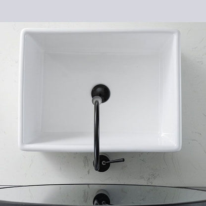 Skorter | Contemporary Bathroom Sink Porcelain Rectangular Vessel Sink Sink Only
