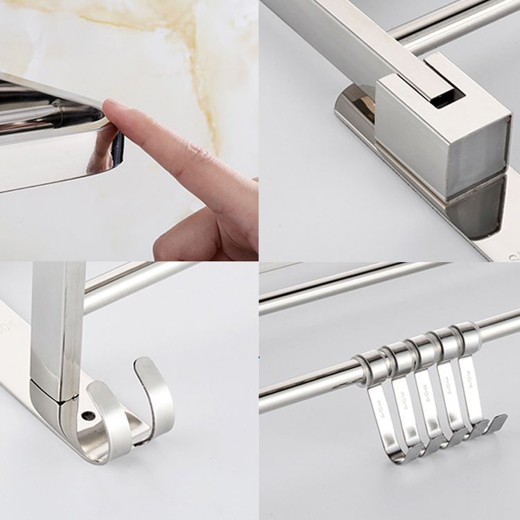 Skorter | Contemporary bathroom accessory set made of chrome-plated stainless steel with bathrobe hooks/towel rail