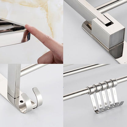 Skorter | Contemporary bathroom accessory set made of chrome-plated stainless steel with bathrobe hooks/towel rail