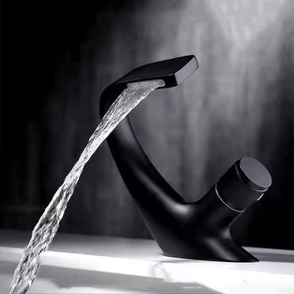 Skorter | Button Handle Faucet Contemporary Style Faucet with Waterfall Spout