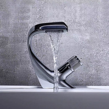 Skorter | Button Handle Faucet Contemporary Style Faucet with Waterfall Spout