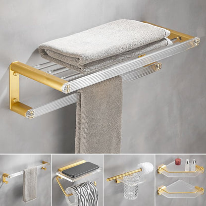 Skorter | Bathroom Accessories Set in Gold Metal and Acrylic Bathroom Accessories Set