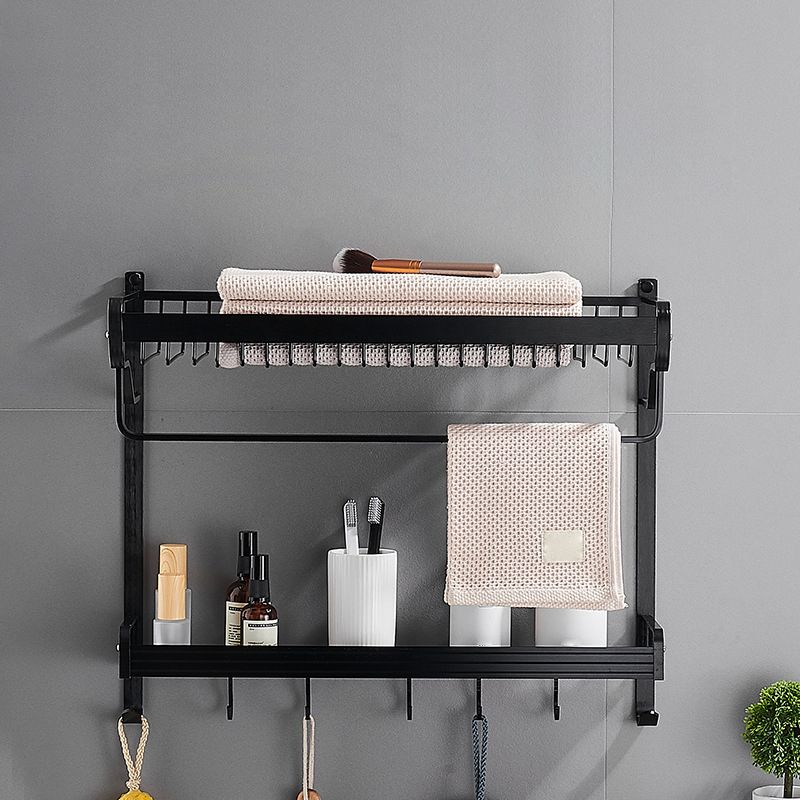 Skorter | Black / Silver Bathroom Accessories Aluminium Hardware Set Bathroom Shelf