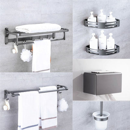 Skorter | Matt gray bathroom accessory set bathroom shelf/towel holder & paper holder included