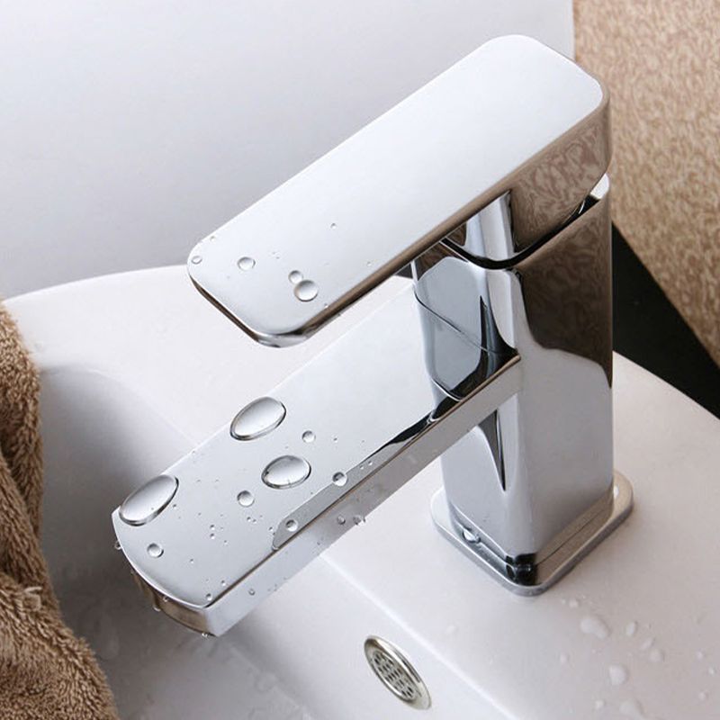 Skorter | Cubic Chrome Bathroom Faucet Low Arc Single Lever Basin Faucet