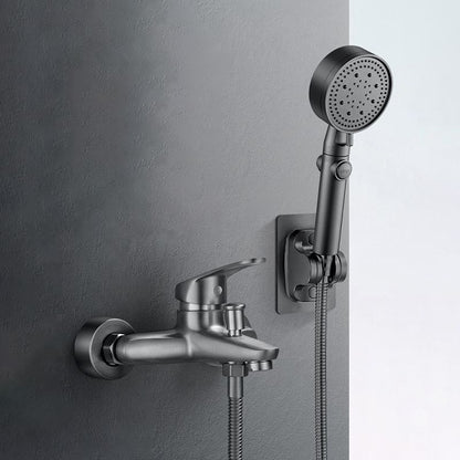 Skorter | Bathtub filler wall mount hand shower single lever handle 2 holes low arc bathtub faucet with hose