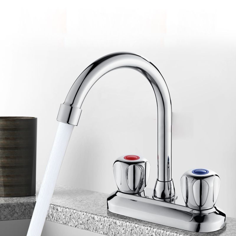 Skorter | 2-Handle Brass Bathroom Faucet Modern High Arc Central Valve
