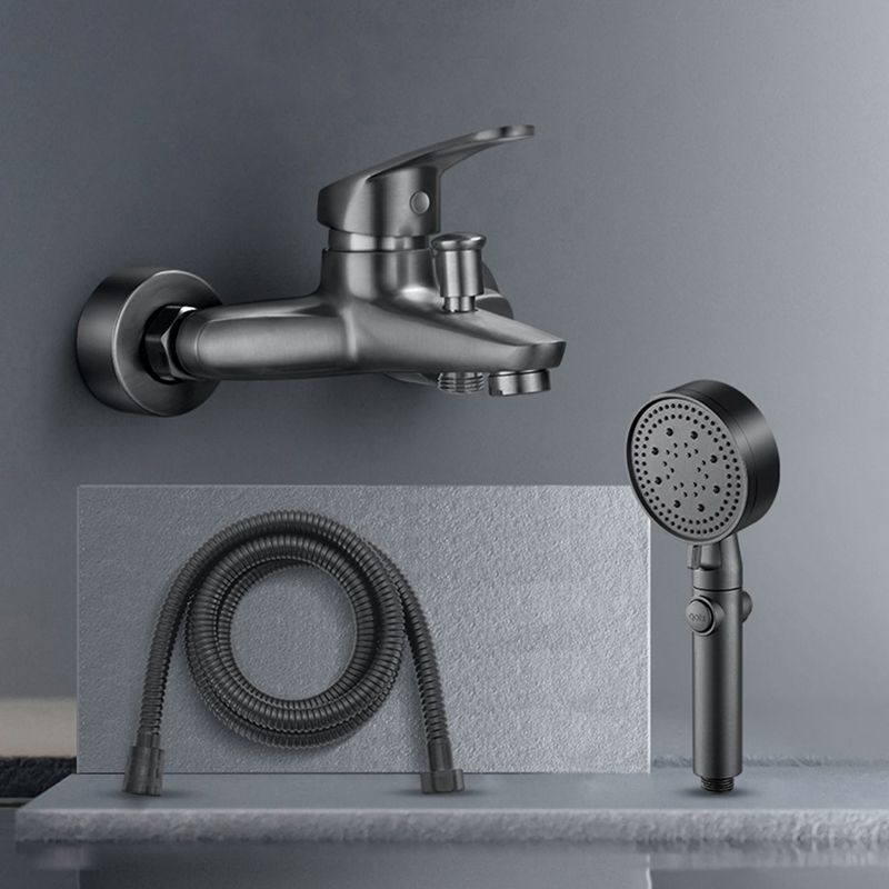 Skorter | Bathtub filler wall mount hand shower single lever handle 2 holes low arc bathtub faucet with hose