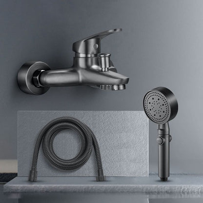 Skorter | Bathtub filler wall mount hand shower single lever handle 2 holes low arc bathtub faucet with hose