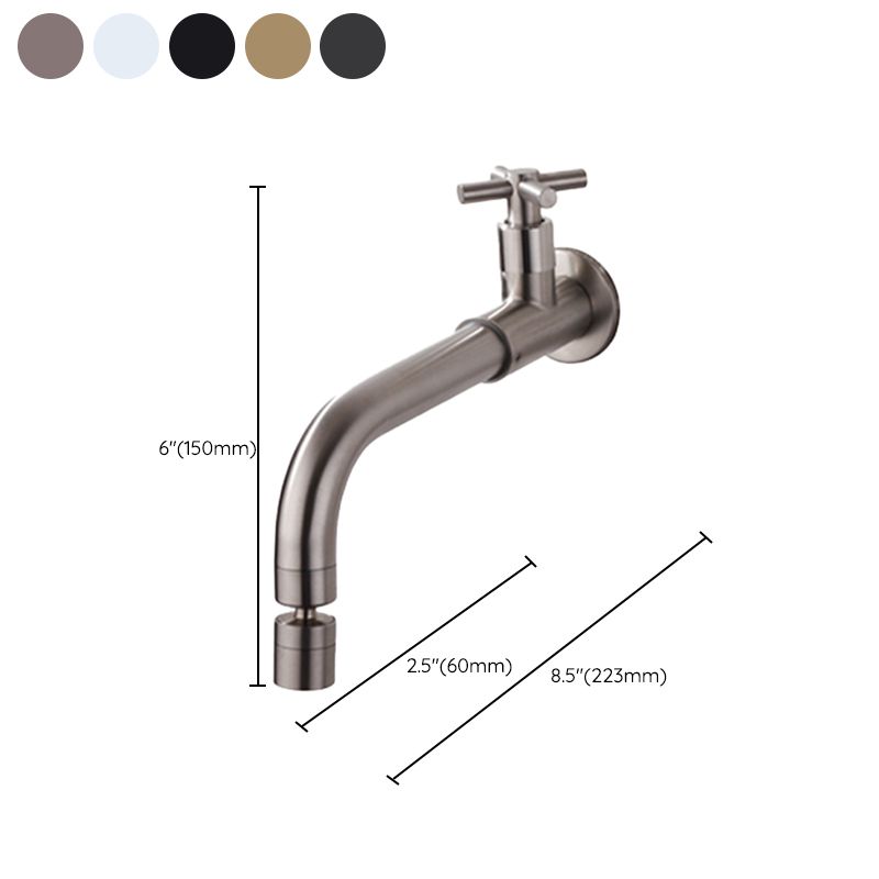 Skorter | Contemporary Wall-Mounted Bathroom Faucet Cross Handles Stainless Steel Faucet