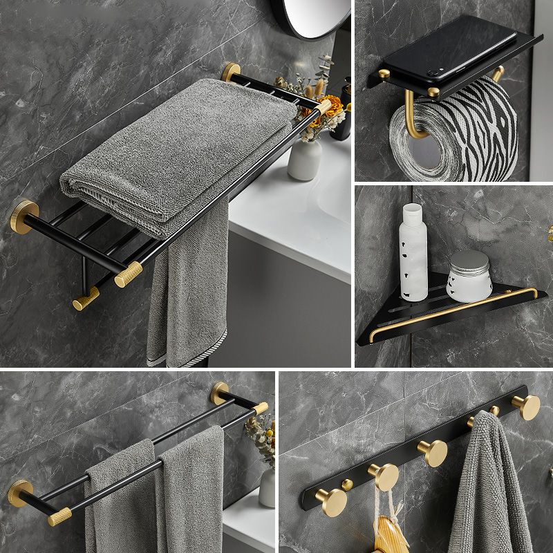 Skorter | 5-piece modern bathroom accessory set made of black brass bathroom hardware