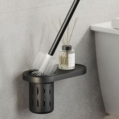 Skorter | Contemporary bathroom accessory set with black surface and bath shelf/towel bar
