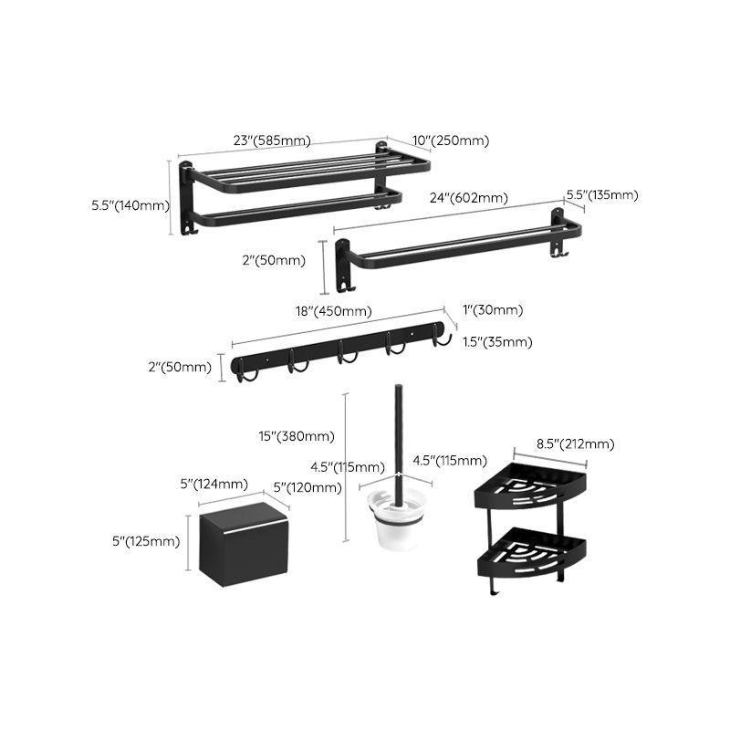Skorter | Black modern bathroom accessory set stainless steel bathroom fittings