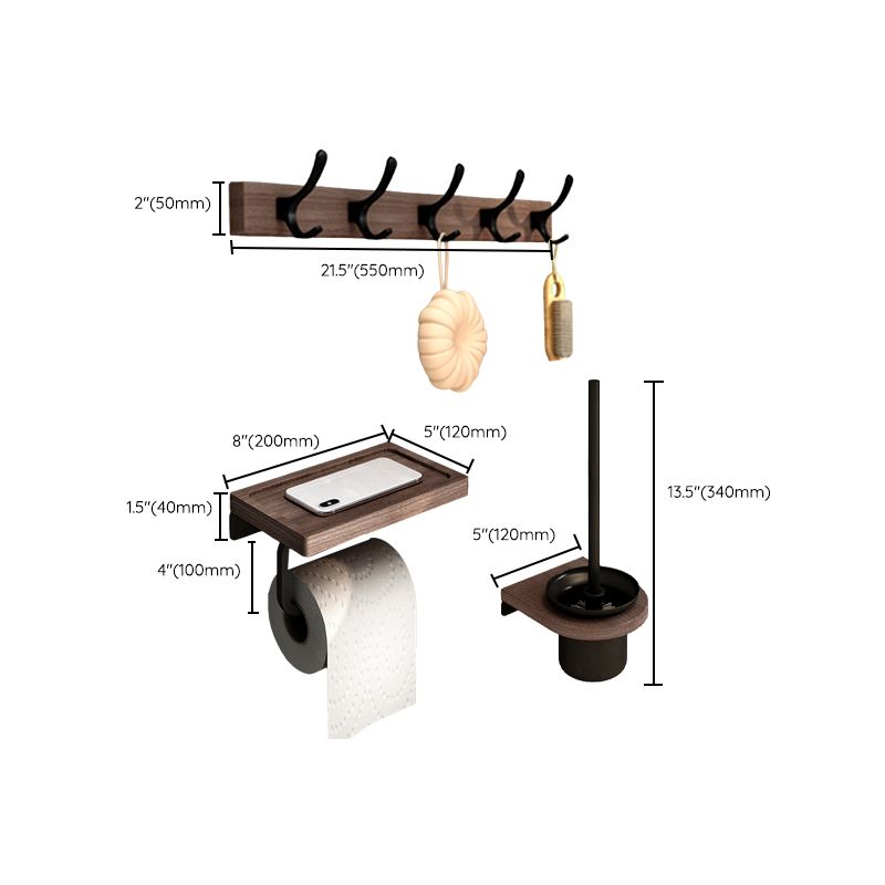Skorter | 7-piece bathroom accessory set metal bath set with wood accents