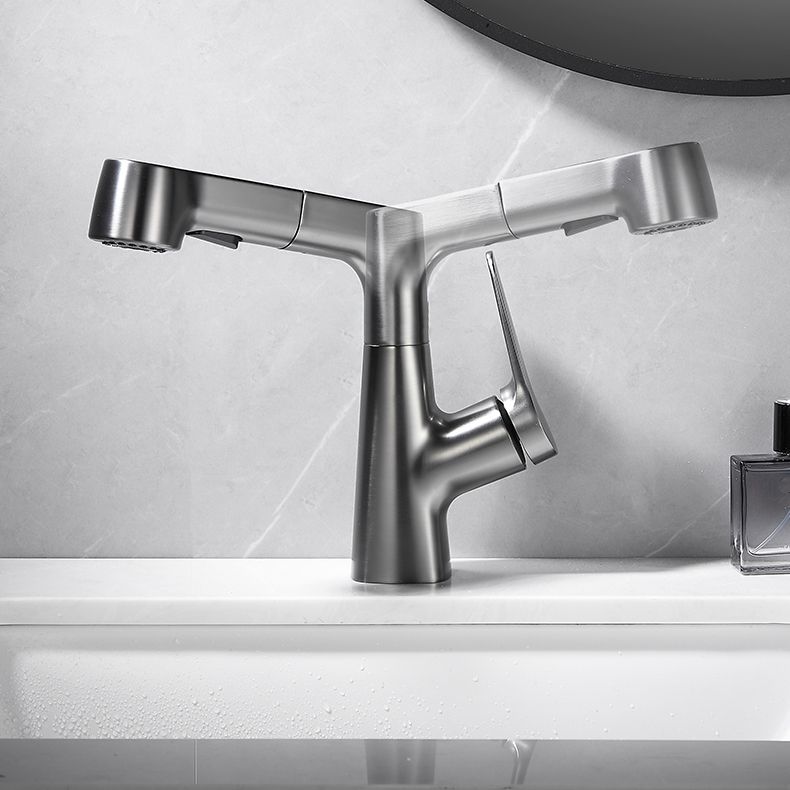 Skorter | Bathroom vessel faucet high arc three-way spout single-handle faucet with pull-out sprayer