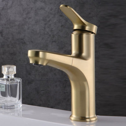 Skorter | Contemporary Basin Faucet Copper Pure Color Single Handle Pull-Out Basin Faucet