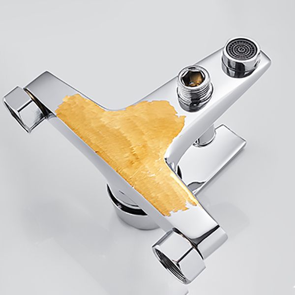 Skorter | Contemporary Wall Mounted Bathroom Faucet Lever Handles 2-Hole Faucet Brass Faucet