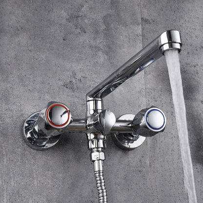Skorter | Contemporary Bathtub Faucet Trim Chrome Wall-Mounted Swivel Spout with Hand Shower
