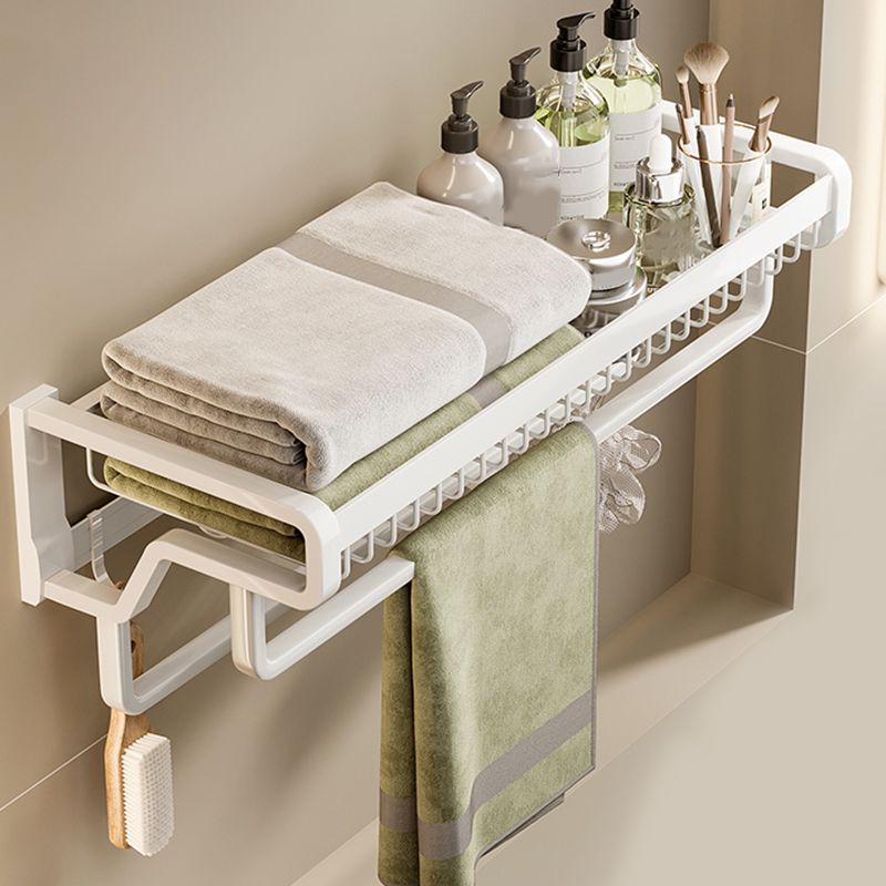 Skorter | Contemporary bathroom accessory set made of matte stainless steel-aluminum with bathrobe hooks/bath shelf
