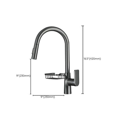 Skorter | Goose Neck Kitchen Sink Faucet Three-Way Flow with Pull-Down Spray Head