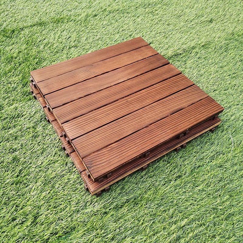 Skorter | 7-Slat Square Wooden Terrace Tiles Click Installation Outdoor Floor Tiles