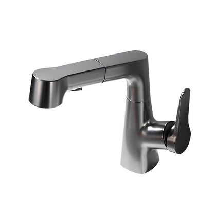 Skorter | Bathroom Vessel Faucet High Arc Three-Way Spout Single Handle Faucet with Pull-Out Sprayer