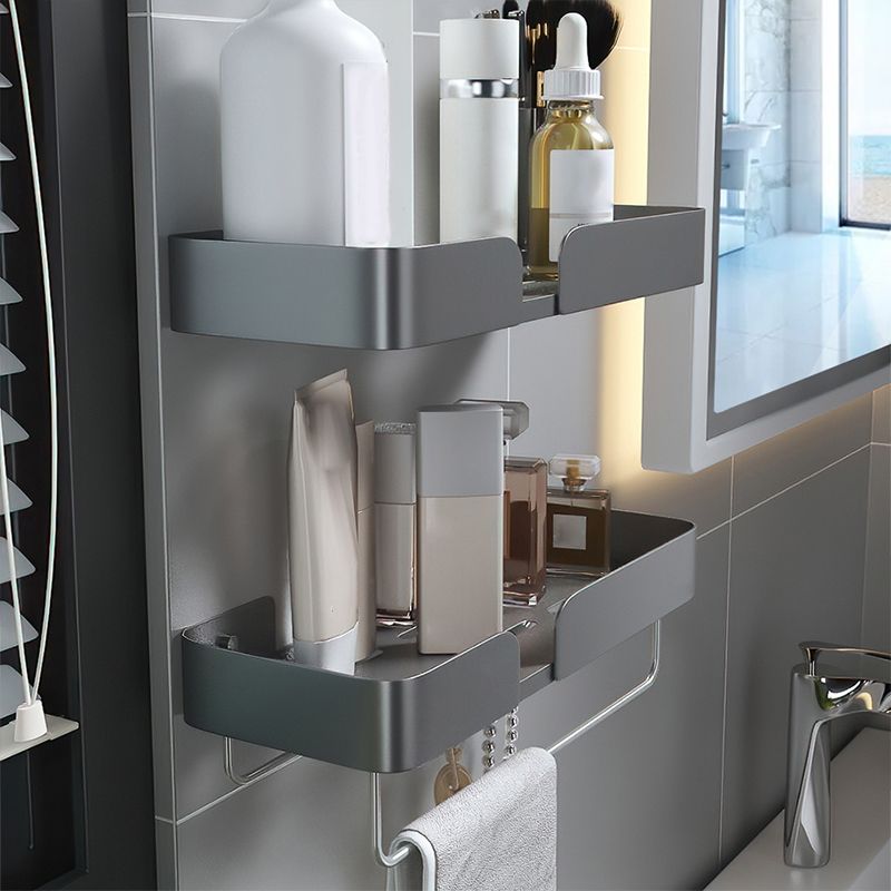 Skorter | 3-piece modern bathroom hardware set aluminum bathroom shelf in gray