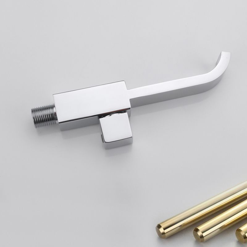 Skorter | Contemporary Wall Mounted Bathroom Faucet Handle Knob Solid Brass Square Faucet