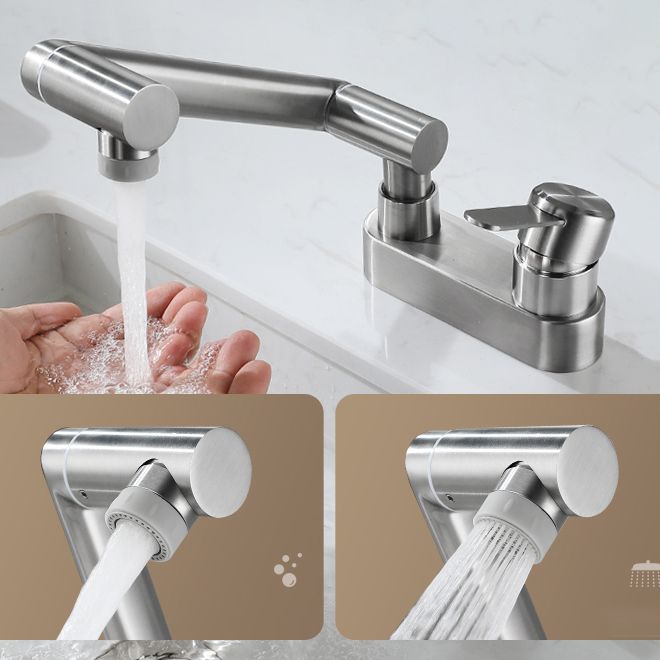Skorter | 2 holes sink faucet swivel stainless steel single handle central mount faucet