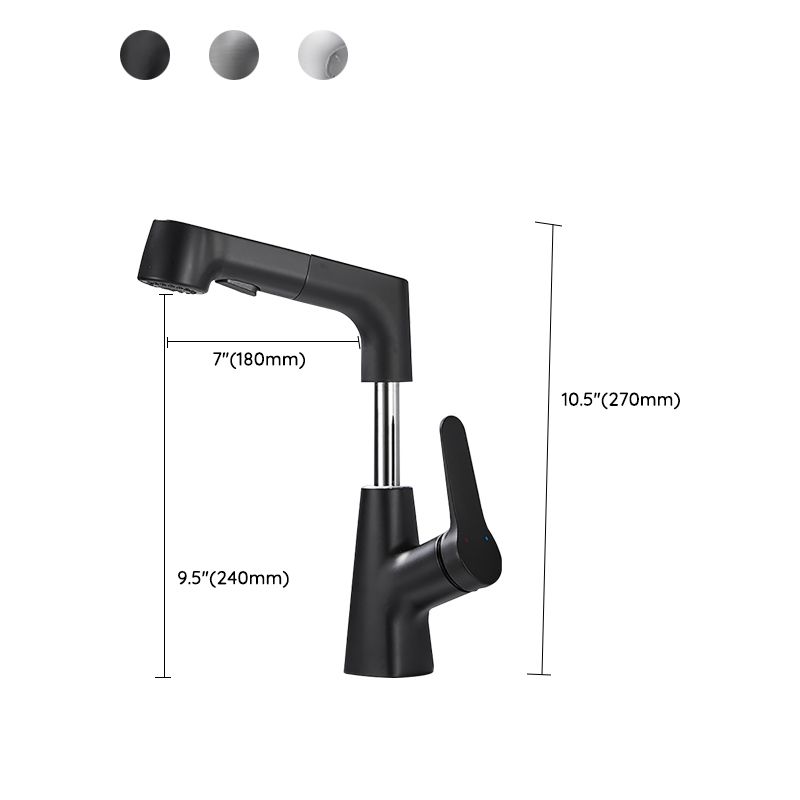 Skorter | Bathroom Vessel Faucet High Arc Three-Way Spout Single Handle Faucet with Pull-Out Sprayer