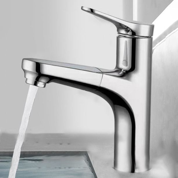 Skorter | Contemporary Bath Water Faucet Brass Lever Handle Pull-Out Sink Faucet