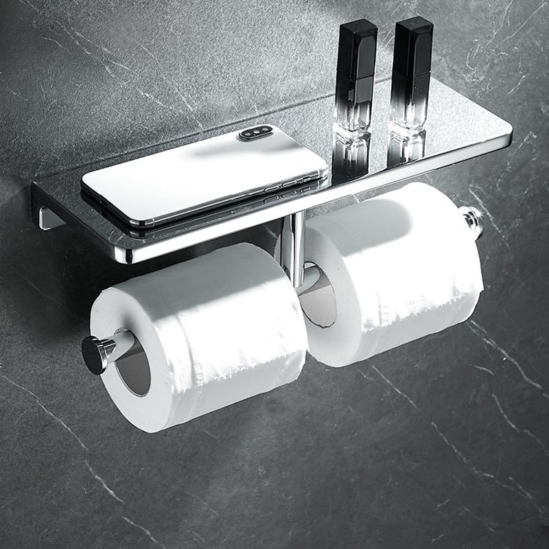 Skorter | Contemporary 2-piece Bathroom Set in Polished Chrome Stainless Steel Toilet Paper Holder