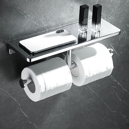 Skorter | Contemporary 2-piece Bathroom Set in Polished Chrome Stainless Steel Toilet Paper Holder